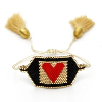 bluestar miyuki bracelet for women lovey jewelry pulseras mujer heart tassel handmade woven bead armband