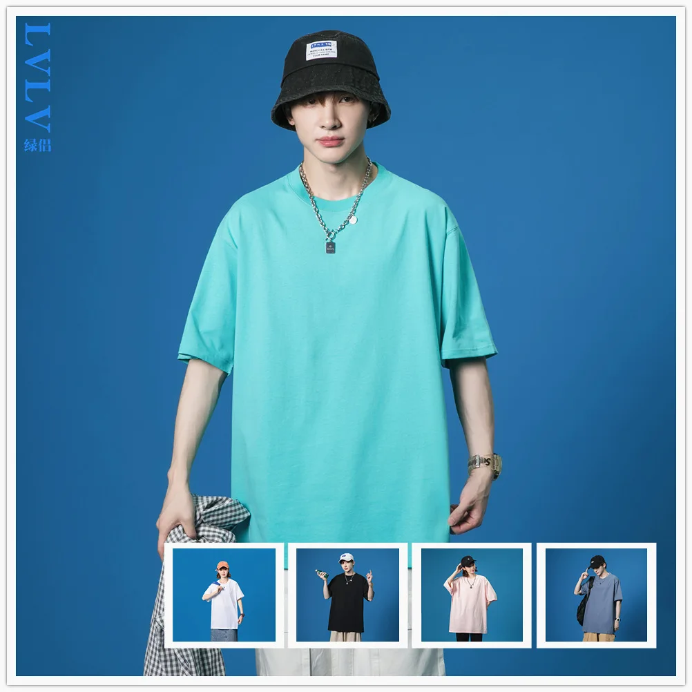 Футболка мужская из тяжелого хлопка с круглым вырезом и коротким рукавом 20 г -