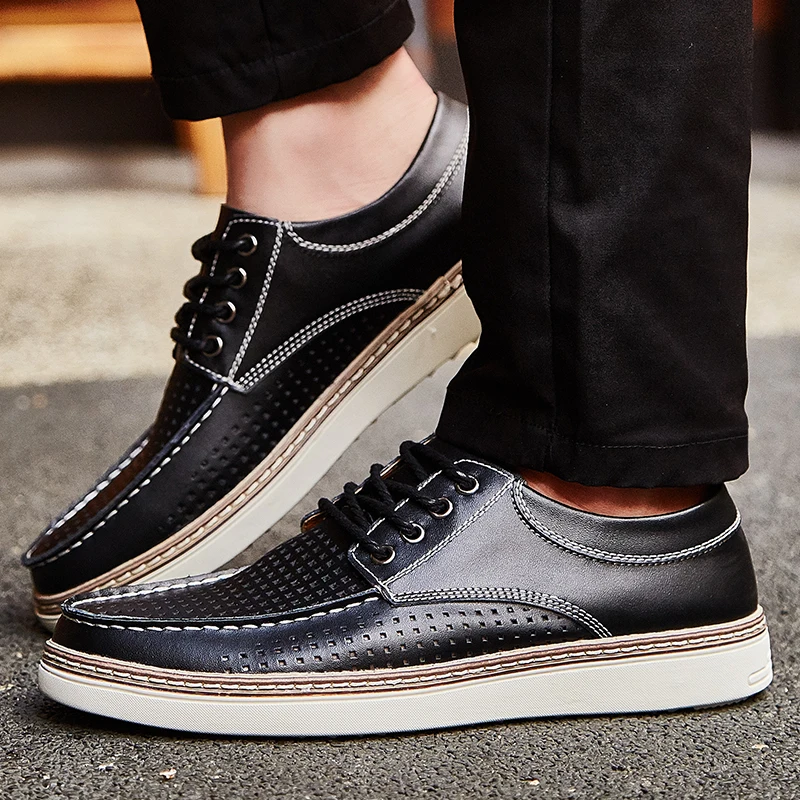 Туфли мужские классические из натуральной кожи дышащие на шнуровке Повседневная