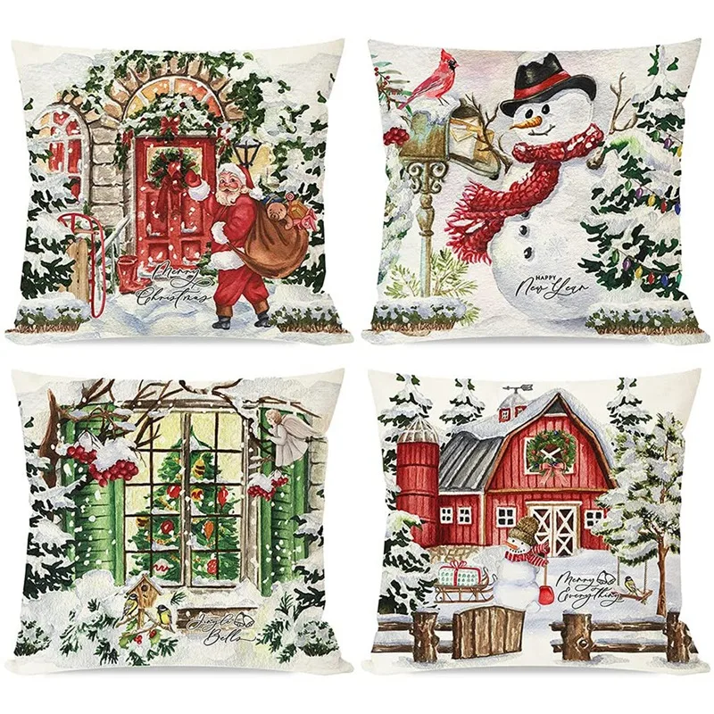 

Christmas Pillow Covers 18X18 Set of 4 for Home Decorations, Christmas Decor Throw Pillows Cases for Sofa Couch