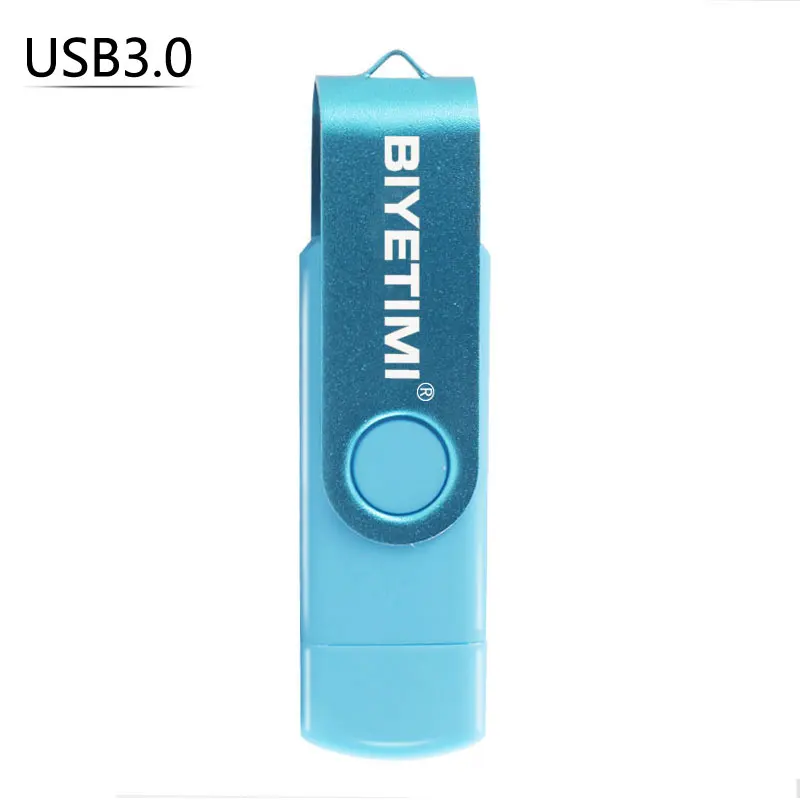 BIYETIMI 3,0 OTG USB флеш-накопитель для смартфонов/ПК 64 ГБ 8 ГБ 16 ГБ 32 ГБ высокоскоростной BIYETIMI-накопитель девять модных цветов - Цвет: light blue
