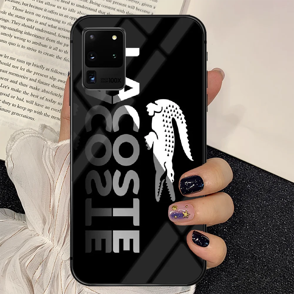

Fashion Brand LACOETES Phone Tempered Glass Case Cover For Samsung Galaxy S Note 5 6 9 10 10E 20 21 FE Plus Uitra Luxury