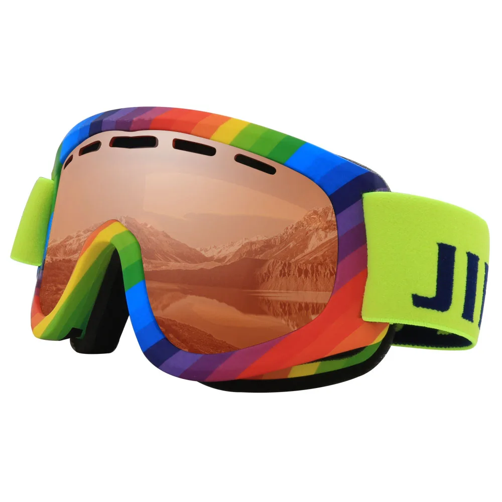 Jiepolly очки для мотокросса MTB для езды на горном велосипеде Солнцезащитные очки OTG двухслойные линзы анти-туман ветрозащитный Ретро gafa мотоцикл - Цвет: Rainbown