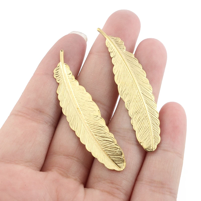 10 шт. латунные подвески в виде листьев и перьев|Подвески| |