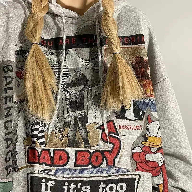 

HOUZHOU Anime Harajuku Oversize Hoodie Hip Hop Streetwear Women 90s Aesthetic Vintage Gothic Korean Fashion Sweatshirt Unisex