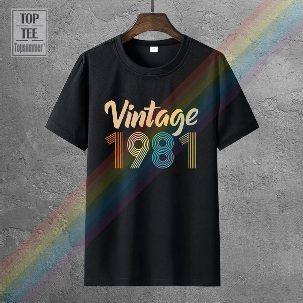 

Vintage 1981 Fun 40Th Birthday Gift Tshirts Rock Hippie Tee-Shirt Goth Gothic Girl Aesthetic Clothes T Shirt Emo Punk T Shirts