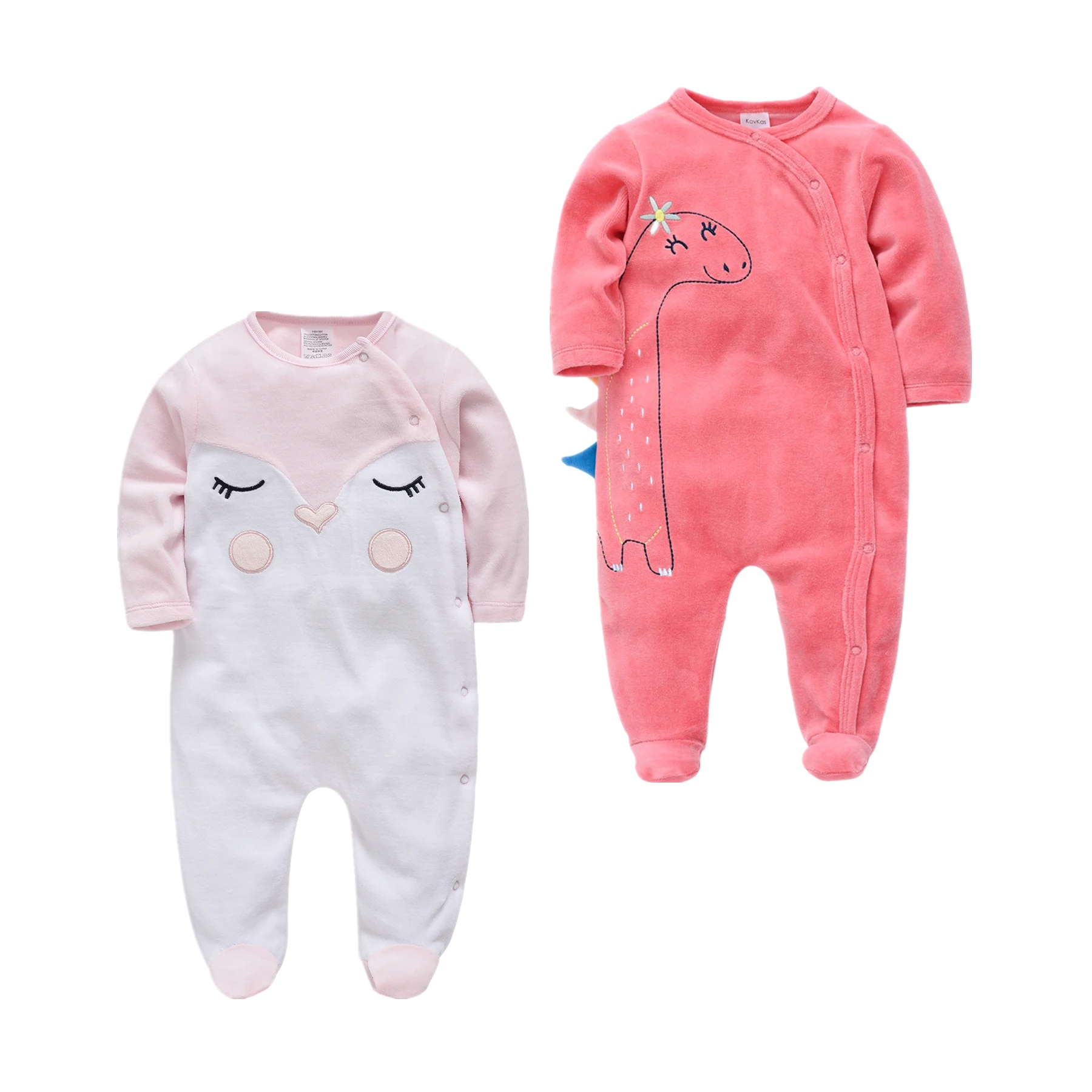 

2021 Baby Girls Pyjamas Footie Newborn Baby Girls Sleepsuit Cartoon Warm Winter Christmas Infant Pajamas Toddler Pijamas De Bebe