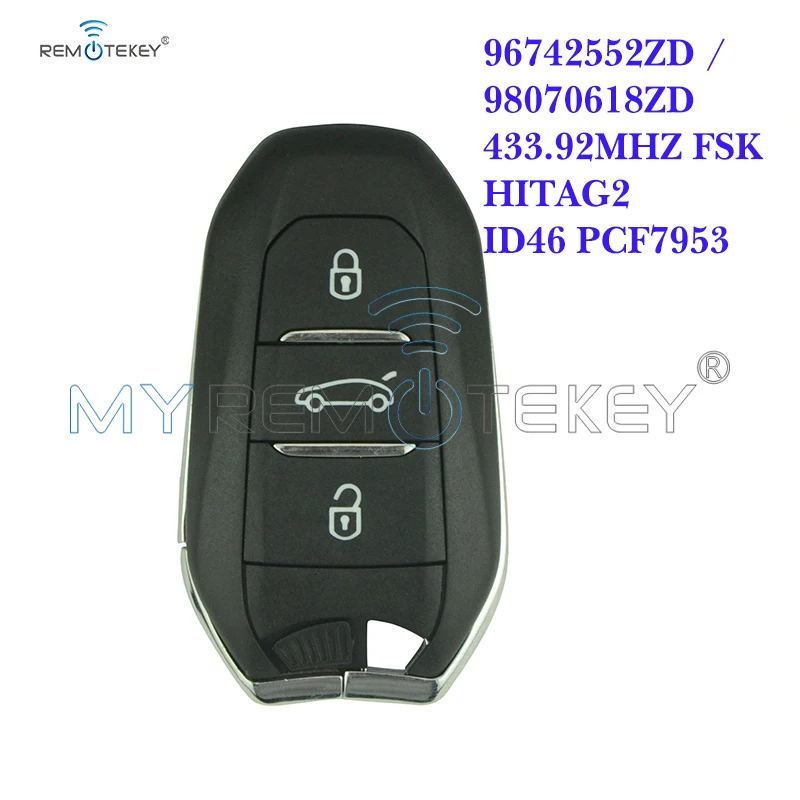 Умный ключ дистанционного управления Remtekey Aftermarket с 3 кнопками 433 92 МГц ID46 чип VA2 blade