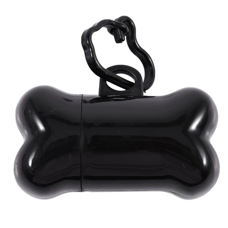 Quality Bone-Shape Pet Waste/Poop Pick-Up Dispenser + 15 Bags w/ A Ring Hook for Carrying (Black) | Дом и сад