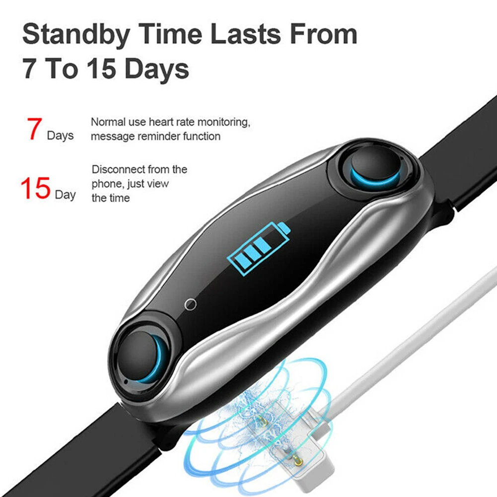 Смарт-часы-браслет TFT цветной экран Smartband фитнес-тренкер Bluetooth Спорт IP67 водонепроницаемый смарт-браслет с BT5.0 наушником