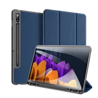 for samsung tab s7 plus case trifold smart sleep flip leather cover for tab s7 funda sleeve with pencil holder dux ducis
