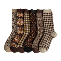 6 pair winter socks women leopard print long cotton socks cute korean style streetwear fashion high quality 2021 new socken
