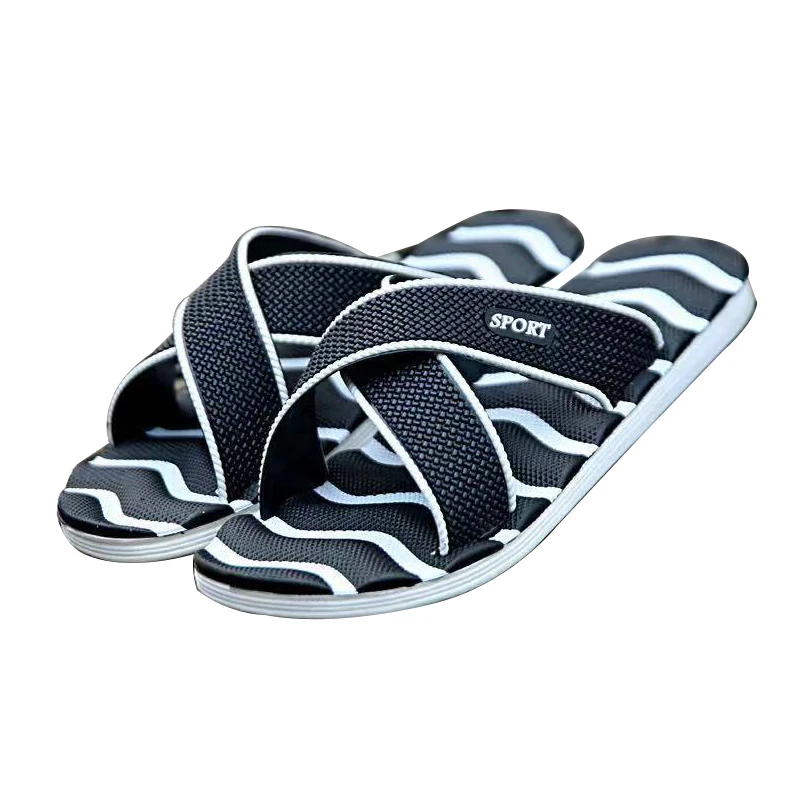 Мужские летние массажные тапочки уличные пляжные шлепанцы в полоску мужские для