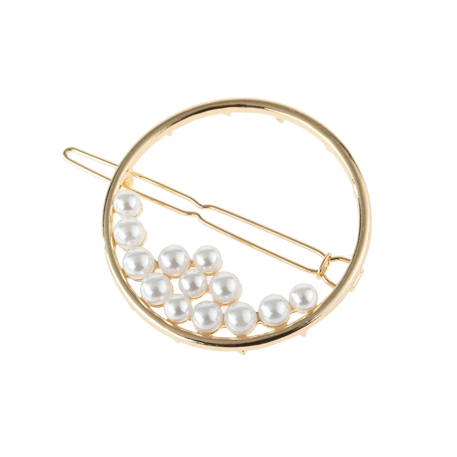 

New Hollow Round Pearl Hair Clip Metal Hairpins Girl Barrette Gifts Gold Silver Hair Pins Summer Trendy Retro Alloy Hair Clip