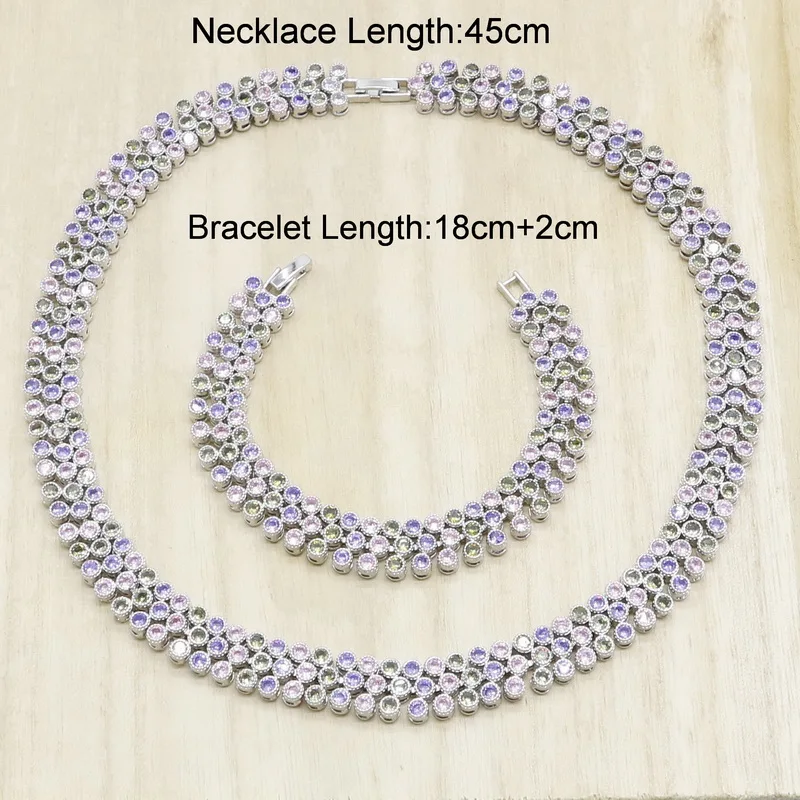 Комплект из колье серёг и браслета серебристого цвета|Ювелирные наборы для