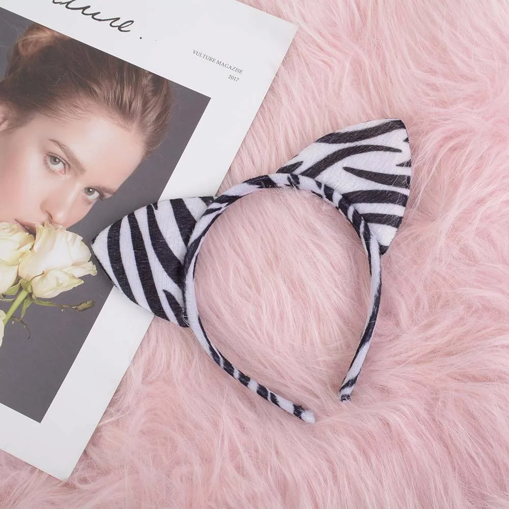 Повязка на голову с тигром и кошачьими ушками плюшевый аксессуар для волос