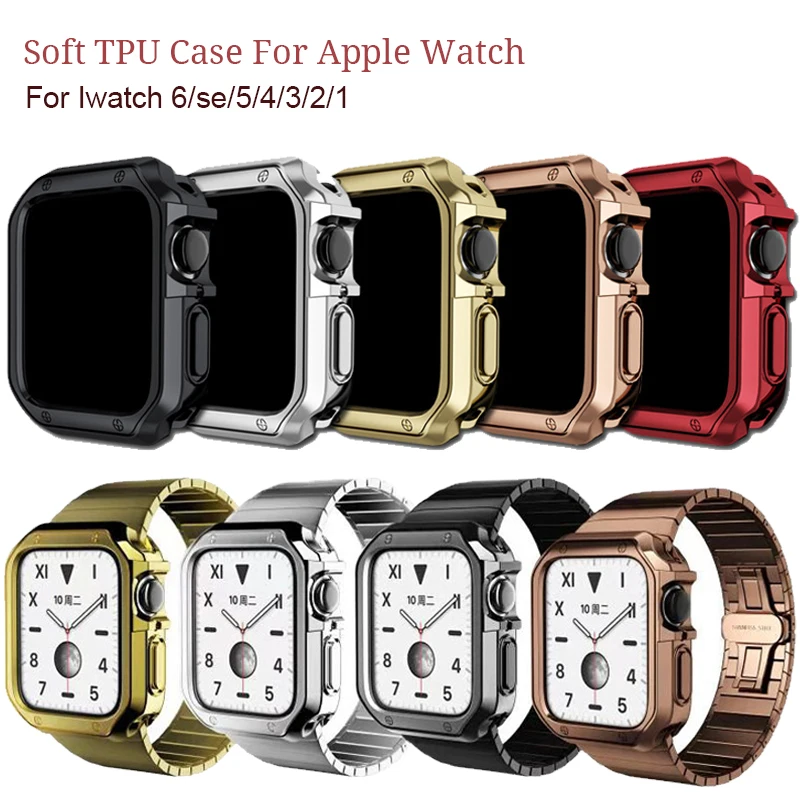 

Watch Cover case For Apple Watch series SE 6 5 4 3 case TPU Luxury case Screen Protector for iWatch 6 5 4 44mm 42mm 40mm 38mm