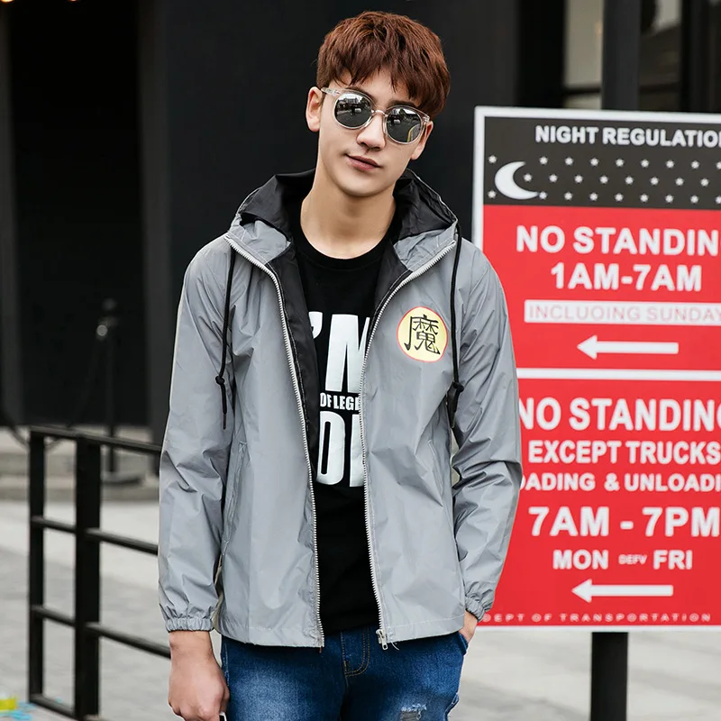 Ветровка Светоотражающая летняя с капюшоном на молнии | Мужская одежда