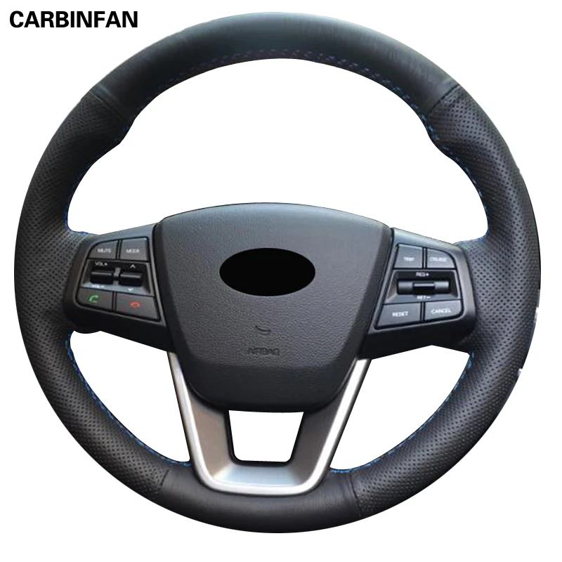 Черный кожаный чехол ручной работы для Hyundai ix25 Creta 2014 2015 2016 2017|Чехлы на руль| |