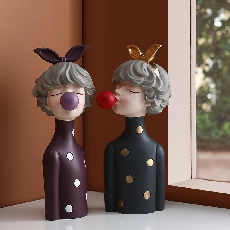 

Modern Style Girl Statue Resin Crafts Sculpture Home Decoration Ornaments Holiday Gifts