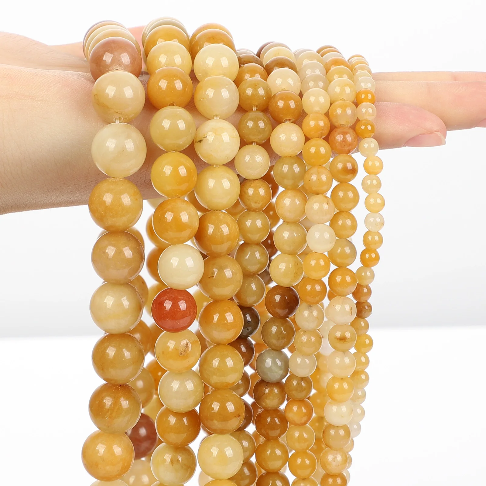 

Smooth Natural Old Yellow Topaz Round Loose Spacer Bead For Jewelry Making DIY Bracelet Necklace Charm Accessories 4/6/8/10/12MM