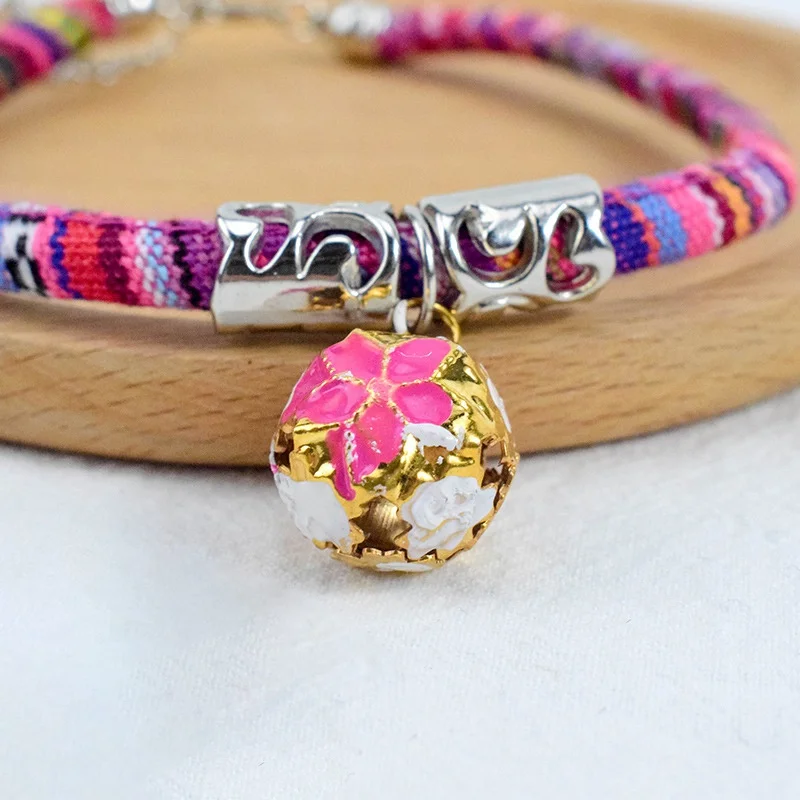 Цветной ошейник для питомцев хлопковый богемский колокольчик цветной шейный