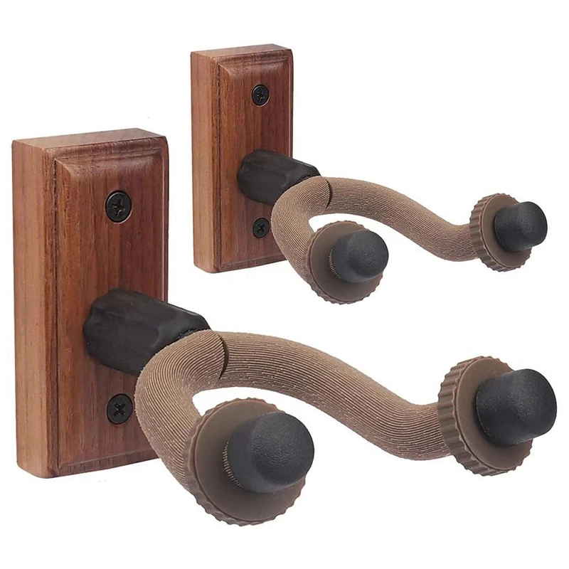 

2 Pack Guitar Hangers Wall Mounts Holder Stand for Acoustic Electric Guitar Bass Ukulele,Black Walnut Wood
