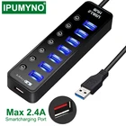 Usb-хаб 3,0 Multi 4 7 Port Splitter Charger для Ipad Mac Book Air Pro PC Аксессуары для компьютера ноутбука с адаптером питания 5 в 2 А
