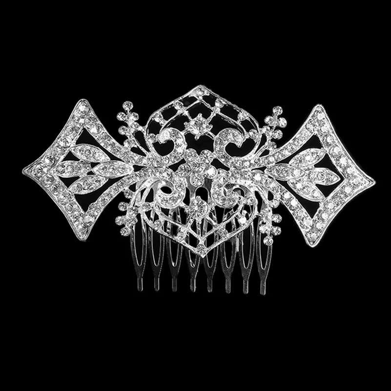 Linglewei New Hair Accessories Bridal Comb heart diamond insert comb fashion alloy headdress |