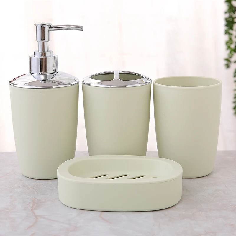 4pcs bathroom set plastic soap dispenser bottle washroom toothbrush holder cup suit bathroom accessories free global shipping