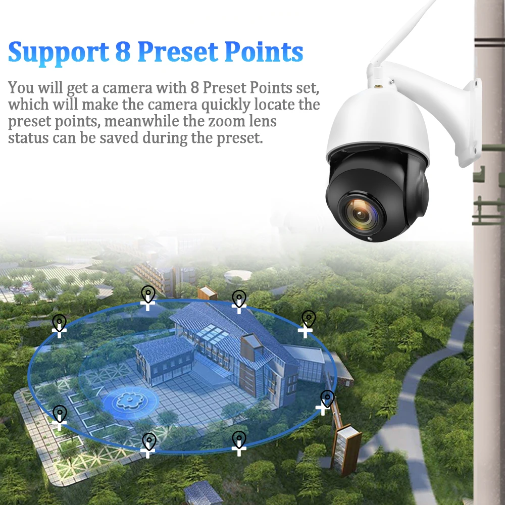 IP Camera With 4G SIM Card 5MP Outdoor PTZ WiFi CCTV 30x Zoom Speed Dome 4.5inch 3516EV300 Sony IMX335 Camhi App | Безопасность и