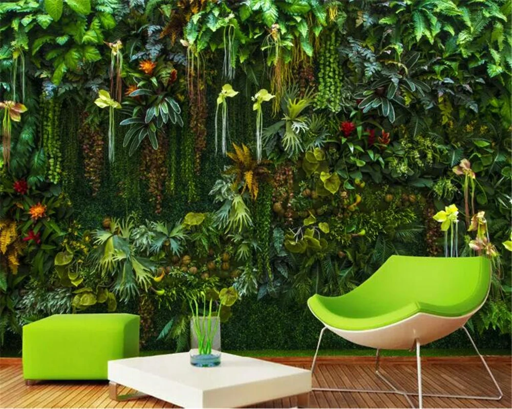 

Drop Shipping Custom Photo Wallpaper Tropical Rainforest Flower Plant Green Leaf Wall Decorative Painting Wallpaper Home Decor