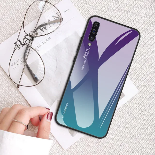 04 Закаленное Стекло чехол для samsung Galaxy A50 S8 S9 S10 плюс A6 Note 8 9 A5 A7 градиент на samsung A50 A40 A30 A70 чехлы - Цвет: 04