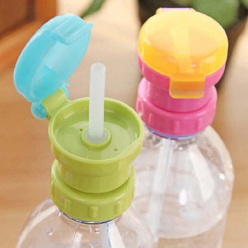 

1pc New Kids Portable Creative Bottled Drinks Spill Prevention Choke Straw Cover Upgrading Faucets Straw 2 Colors LA678129