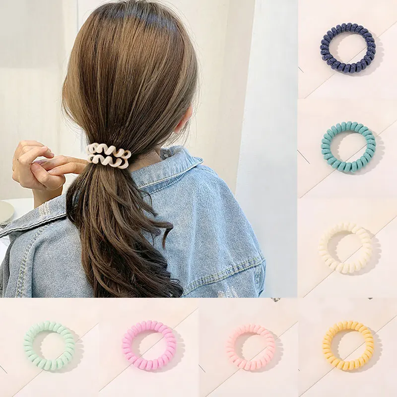 

Transparent Matte 1Pcs Rubber Bands Frosted Matte Hair Ring Seamless Hair Rope Telephone Wire Line Ponytail Holder