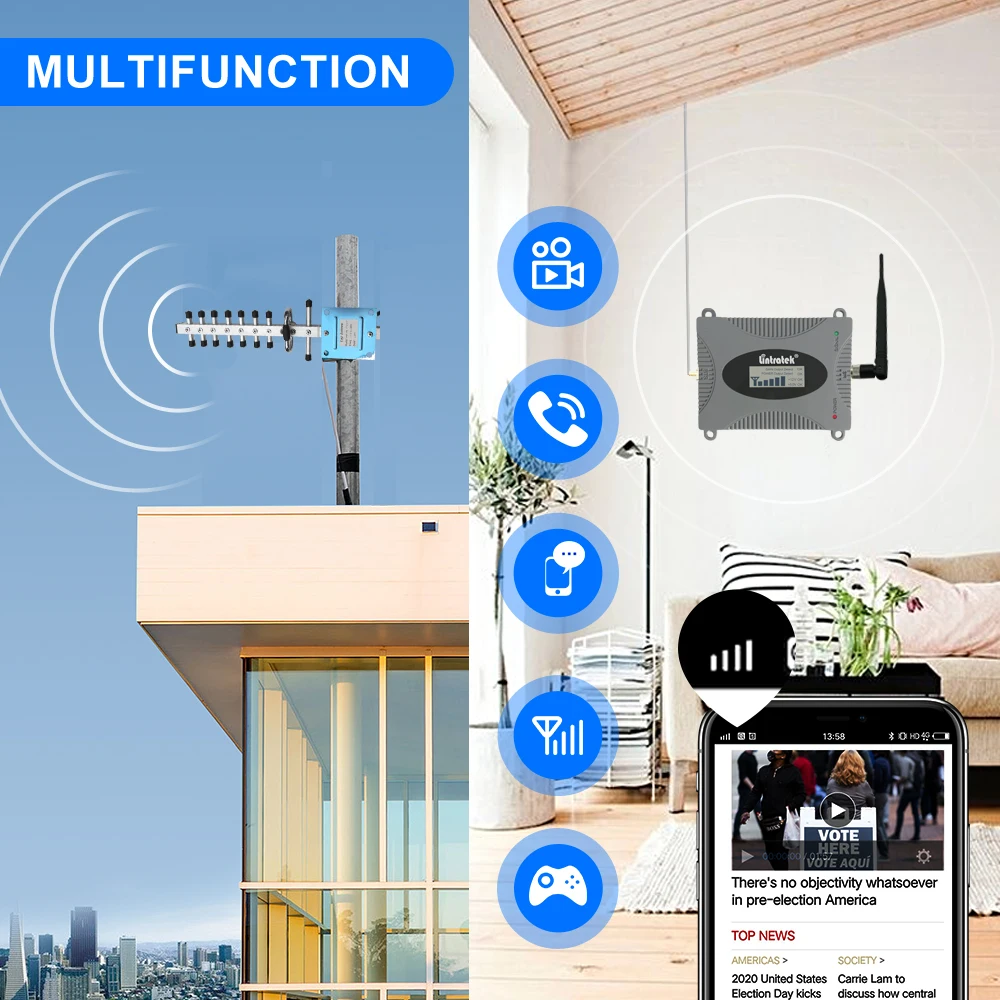 CDMA AWS 4G Signal Amplifier 2100 GSM LTE Cellular 1800 2G 3G UMTS WCDMA 850 900 1700/2100MHz Booster DCS Cell Phone Repeater