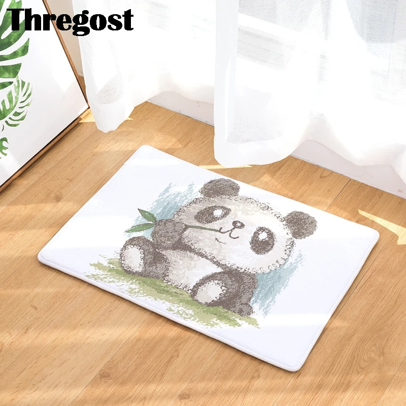 Домашний прочный дверной коврик с мультяшной пандой и памятью машинная стирка из