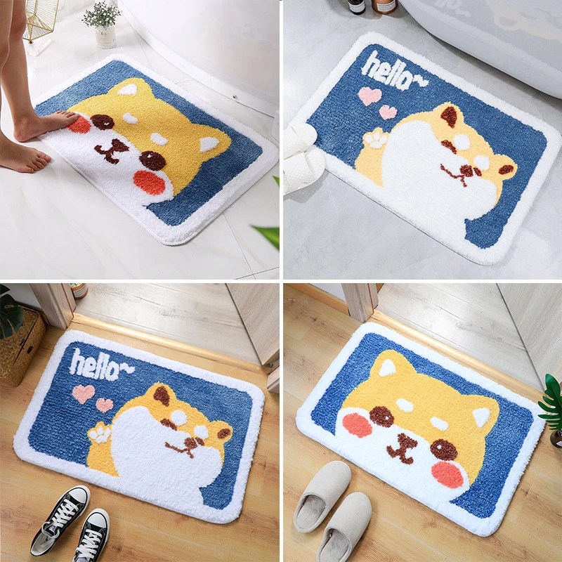 

Cute Kitchen Doormats Non-slip Washable Carpets Pet Dog Printed Floor Mats Absorbent Plush Laundry Room Area Rugs 40*60cm