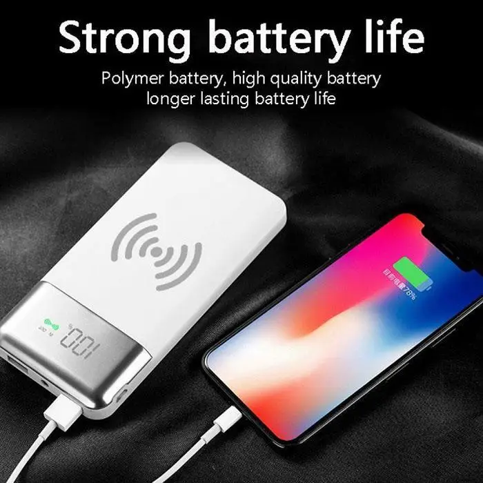 Power Bank 20000 мАч светодиодный фонарик беспроводное портативное зарядное устройство
