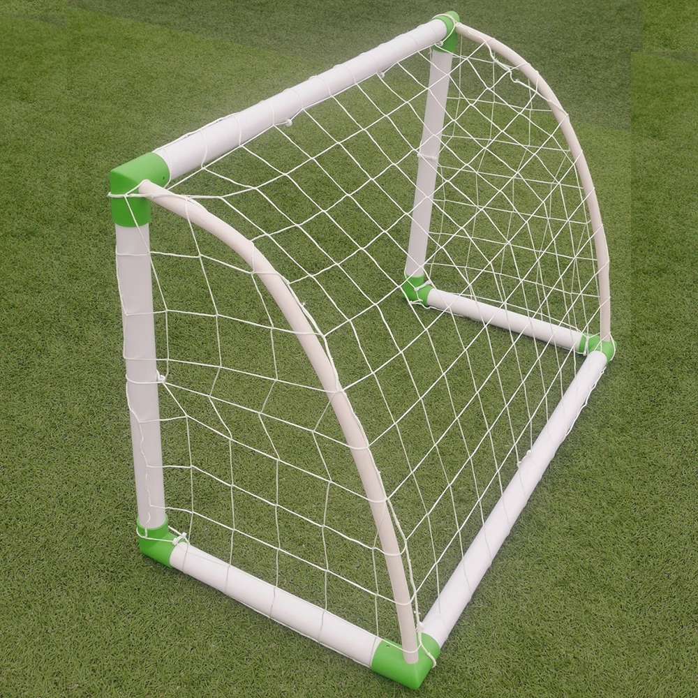 

120 x 80 x 60cm Soccer Goal Training Set with Net Buckles Ground Nail Football Sports White & Green High quality And Durable
