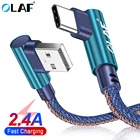 Кабель USB Type-C 90 градусов для быстрой зарядки, кабель Micro USB для Redmi Note 8 Pro Samsung S10 S9, кабель для передачи данных, 1 м, 2 м, зарядное устройство