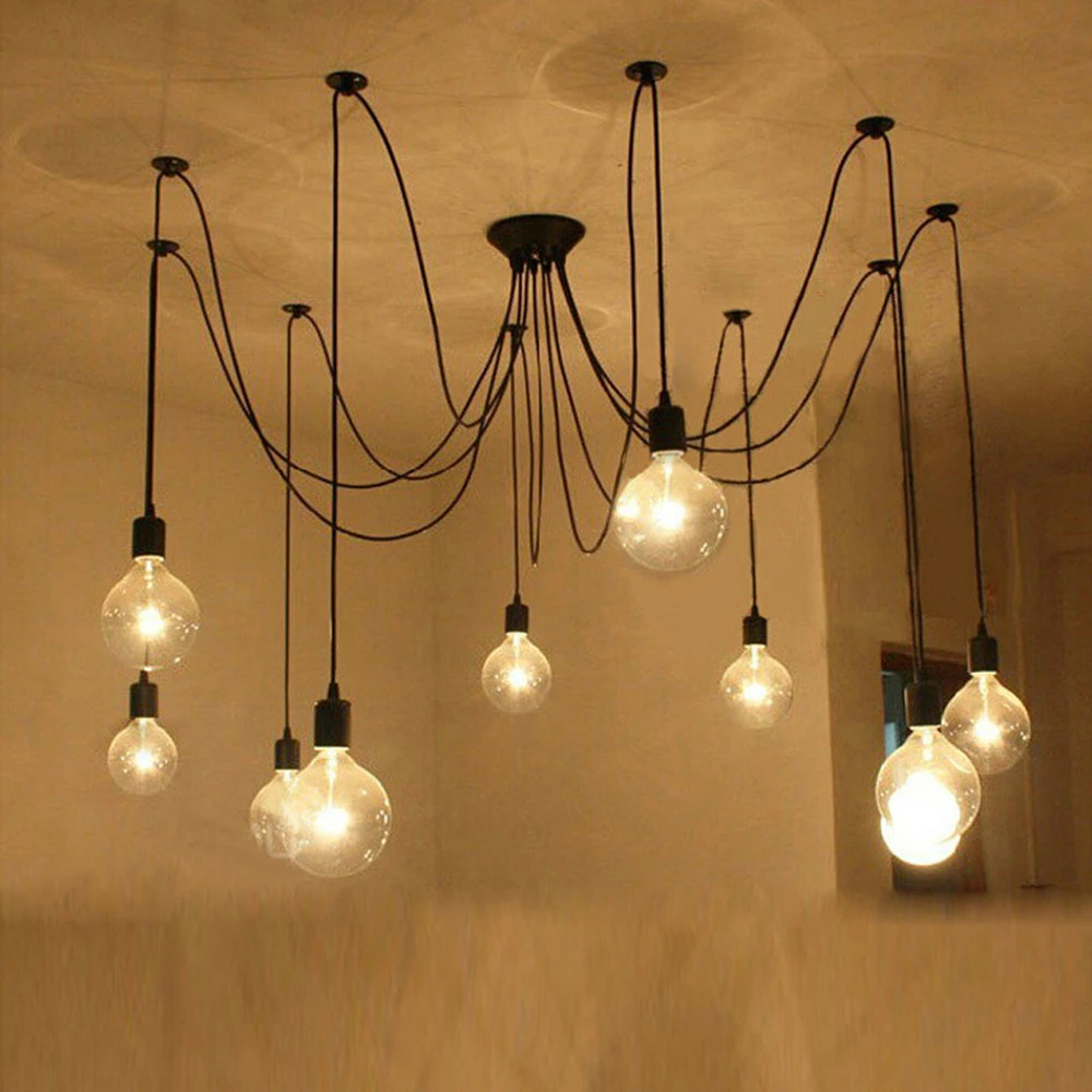 

Pendant Lamp Vintage Nordic Spider E27 Multiple Adjustable Retro Pendant Lights Master christmas decoration for home