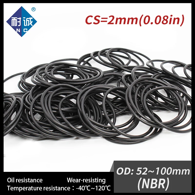 5 шт./лот резиновый черный NBR CS2mm OD52/54/55/56/60/62/65/70/75/80/85/90/92/95/100 мм уплотнительное