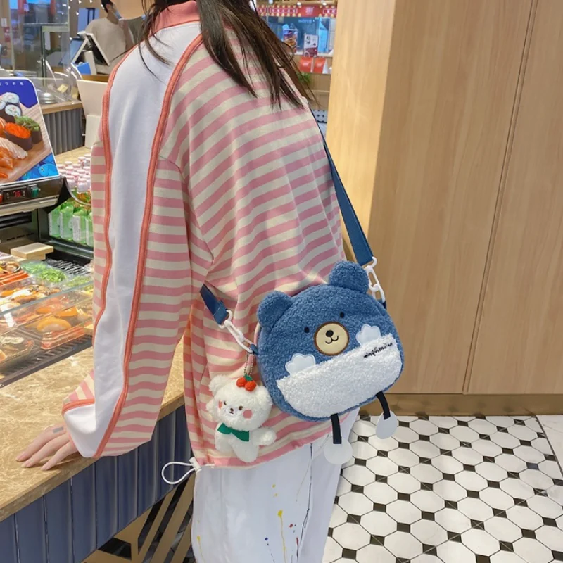 Fashion Girls Bag Japanese Korean Style Soft Lovely Mini Square Bags New Ins Children Lamb Cashmere Shoulder Messenger Bag