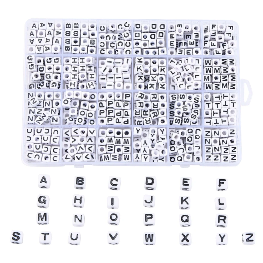 

768PCS Opaque Acrylic Beads Alphabet Style Cube Letter A~Z 7x7x7mm Hole: 3.5mm about 768PCS /box