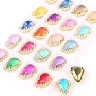 Желейные яркие цвета, тонкие стеклянные кристаллы в форме капли воды с цепочкой Стразы в золотых металлических когтях, Пришивные бусины, отделка сделай сам