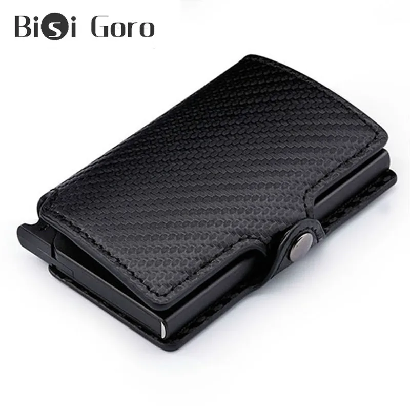

BISI GORO Carbon Fiber RFID Credit Card Holder Waterproof Vintage Money Pocket Aluminum Box Business ID Card Case Wholesale