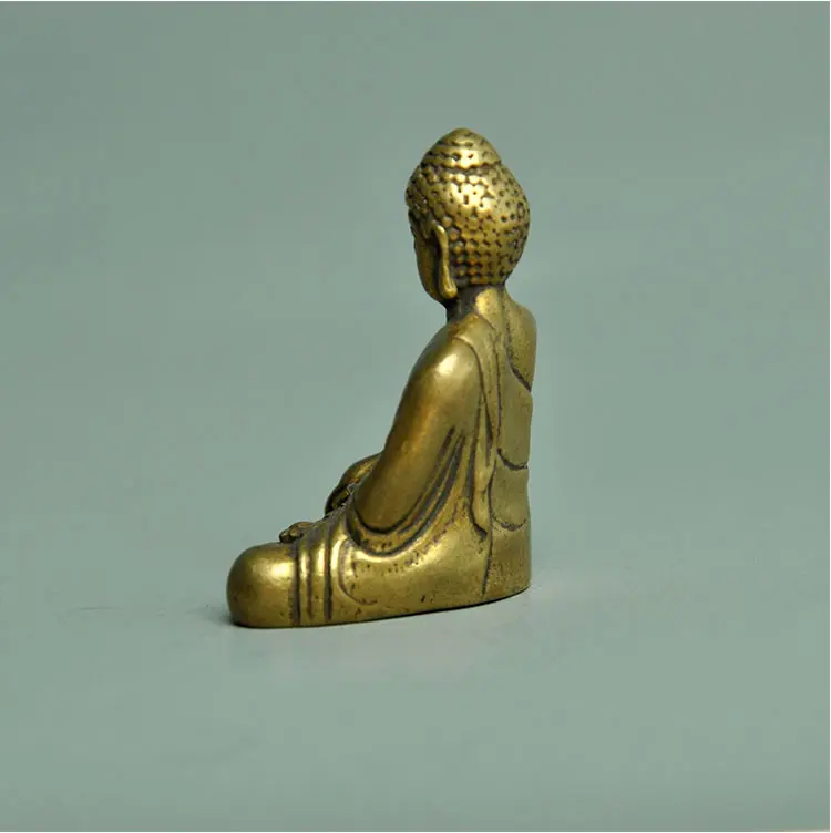 Портативная винтажная латунная статуя будды карманная сидячая скульптура для