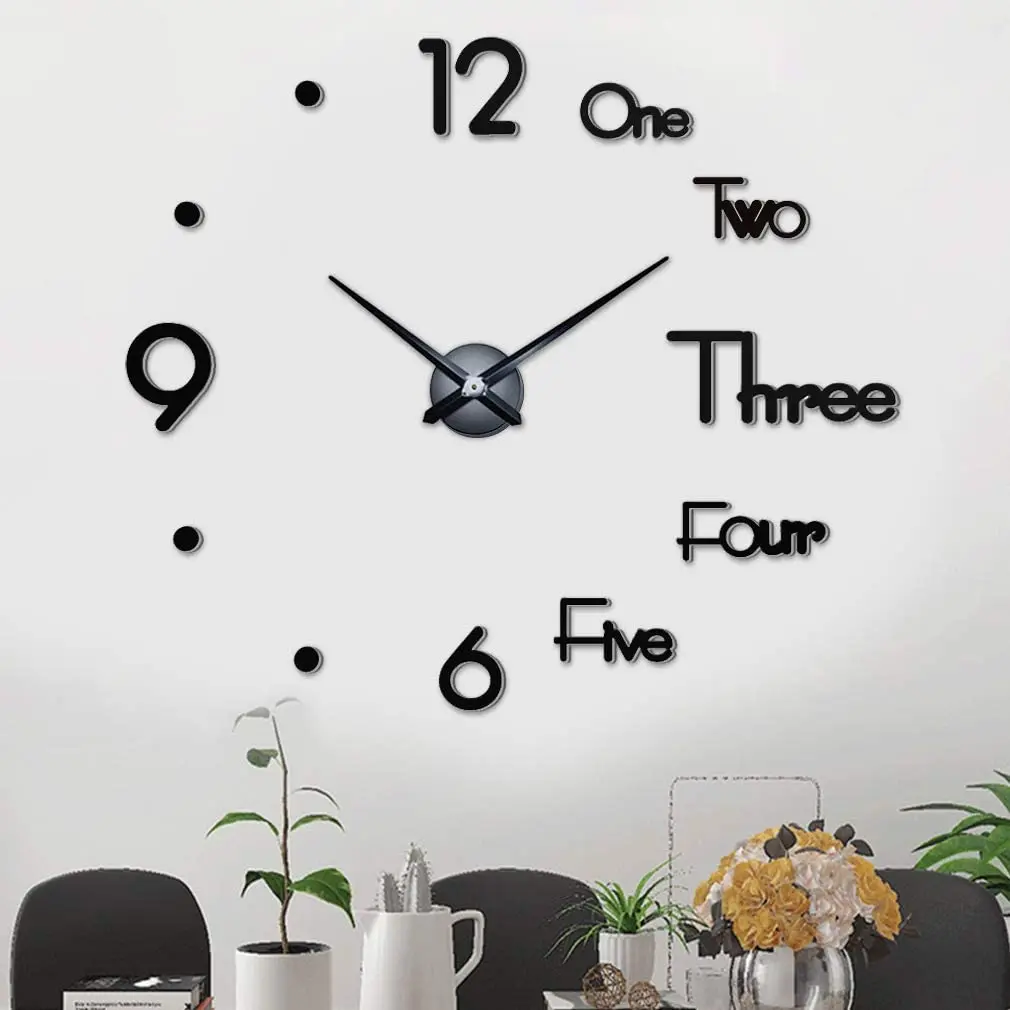 

Большие бескаркасные настенные часы «сделай сам», 3D бесшумные круглые кварцевые настенные часы, наклейка, настенное украшение для дома, гос...