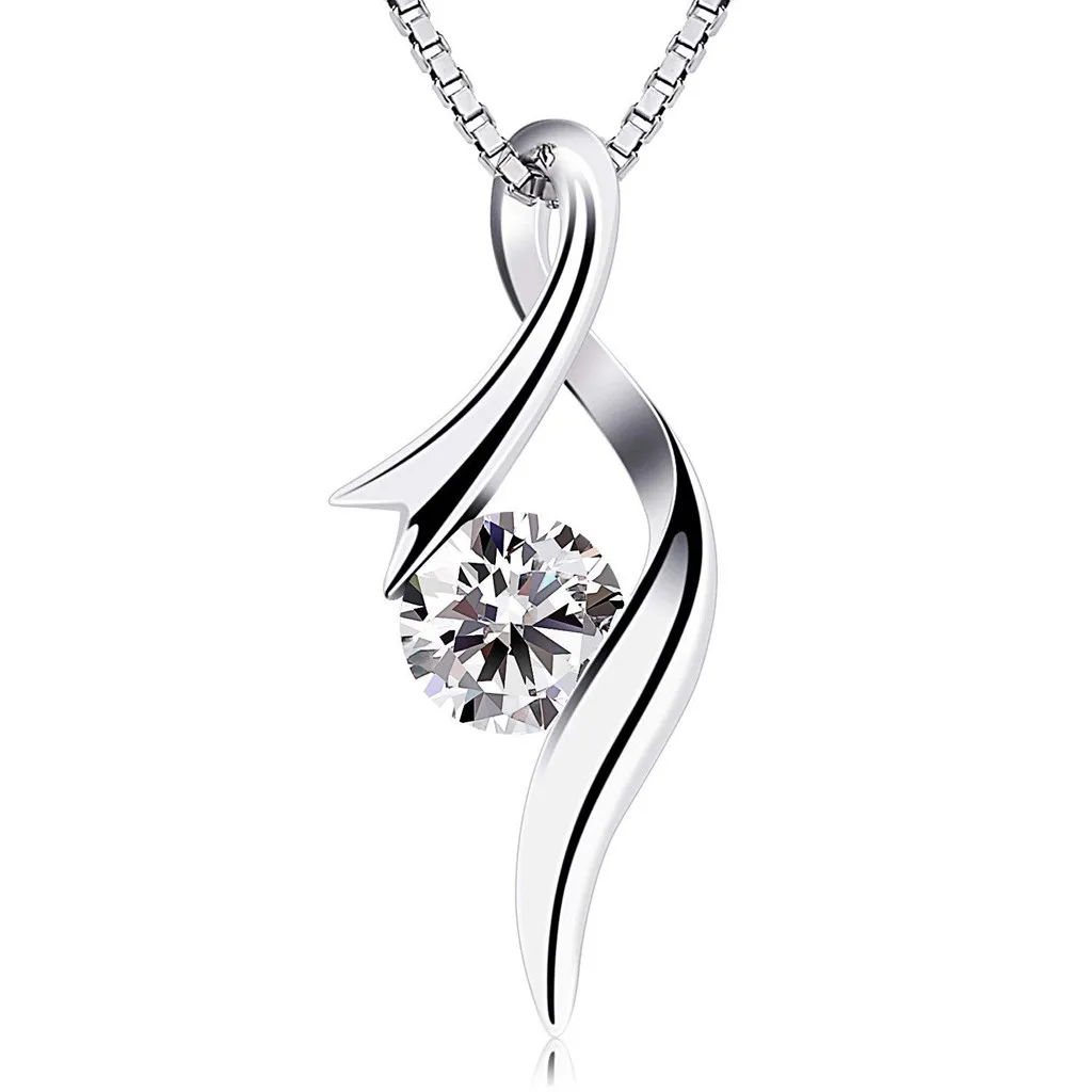 

Rhinestone Silver Chain Fashion Jewelry Charm Silver Plated Pendant Hollow Necklace Elegant Retro Clavicle Chain